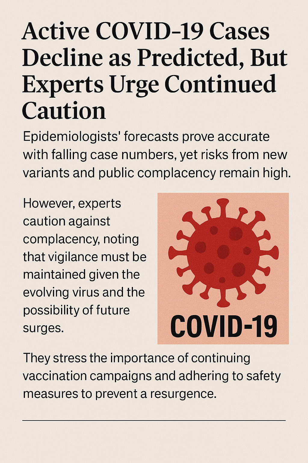 Active COVID-19 Cases Decline as Predicted
